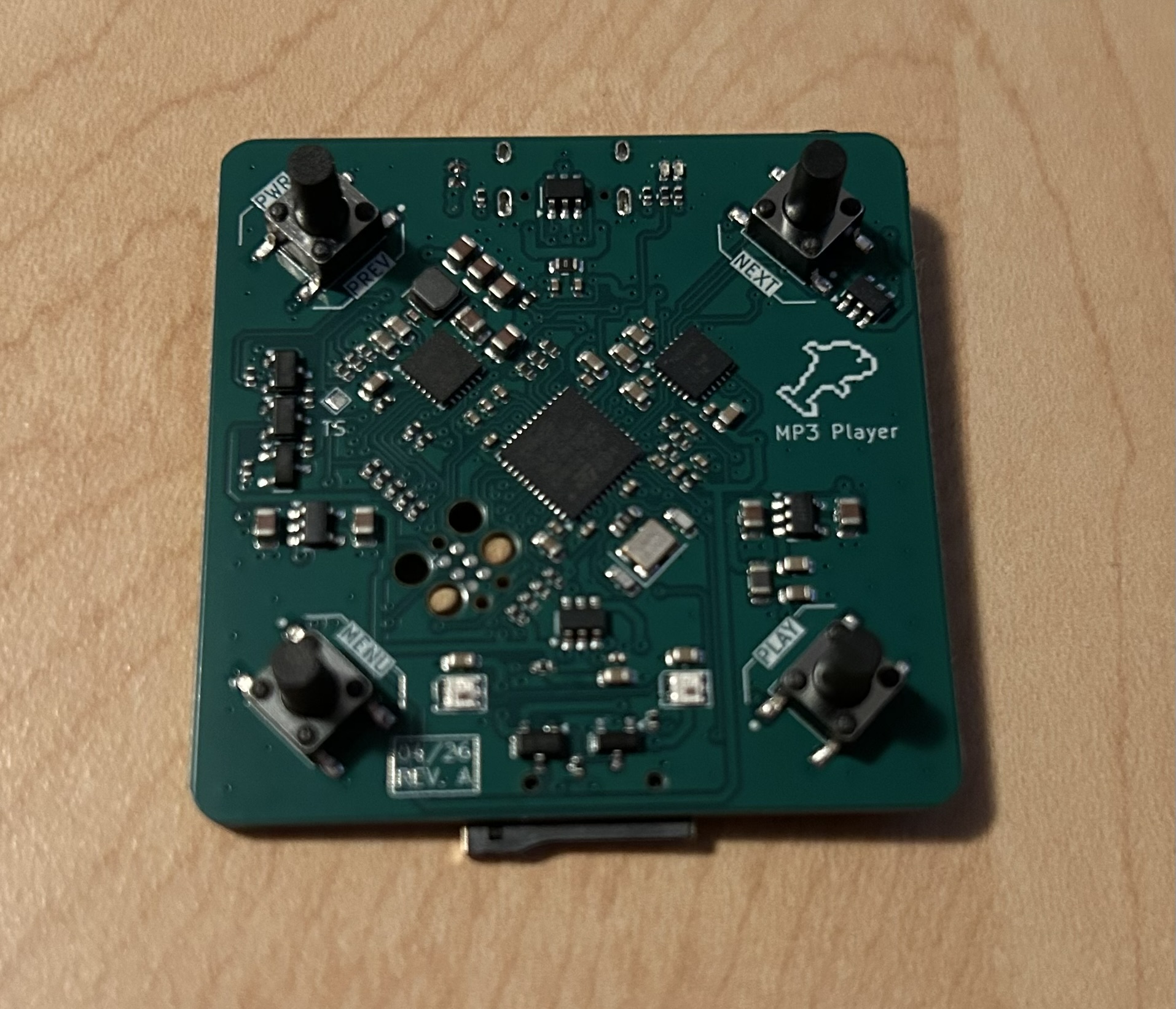 MP3 player PCB, top side